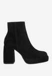 Wojas Black Velour Leather Heeled Boots | 5520261