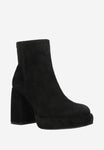 Wojas Black Velour Leather Heeled Boots | 5520261