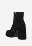 Wojas Black Velour Leather Heeled Boots | 5520261