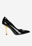 Wojas Black Leather High Heels with Golden Heel | 3510831