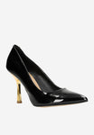 Wojas Black Leather High Heels with Golden Heel | 3510831