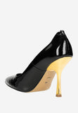 Wojas Black Leather High Heels with Golden Heel | 3510831