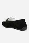 Wojas Black Leather Loafers with Crystal Details | 4620861