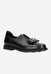 Wojas Black Leather Loafers with Black Detail | 4625251
