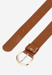 Wojas Women's Brown Leather Belt with Golden Buckle | 9308852