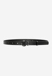 Wojas Women's Black Leather Belt with Rounded Buckle | 9309451