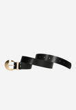 Wojas Women's Black Leather Belt with Golden Buckle | 9308951