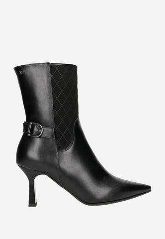Wojas Black Insulated Leather Quilted Ankle Boots | 5520581