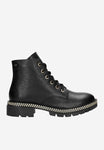 Wojas Black Leather Insulated Ankle Boots with Golden Zipper on The Sole | 6409859