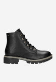 Wojas Black Leather Insulated Ankle Boots with Golden Zipper on The Sole | 6409859