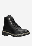 Wojas Black Leather Insulated Ankle Boots with Golden Zipper on The Sole | 6409859