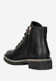 Wojas Black Leather Insulated Ankle Boots with Golden Zipper on The Sole | 6409859