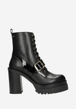 Wojas Black Leather Heeled Ankle Boots |  6410571