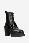 Wojas Black Leather Heeled Ankle Boots |  6410571