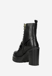 Wojas Black Leather Heeled Ankle Boots |  6410571