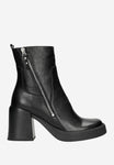 Wojas Black Leather Heeled Ankle Boots with Zip | 5522451