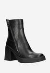 Wojas Black Leather Heeled Ankle Boots with Zip | 5522451