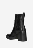 Wojas Black Leather Heeled Ankle Boots with Zip | 5522451