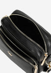 Wojas Black Leather Crossbody Bag with Golden Decorations | 8031751