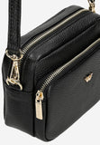 Wojas Black Leather Crossbody Bag with Golden Decorations | 8031751