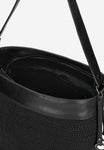 Wojas Black Leather Tote Bag with Woven Pattern | 8035871