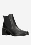 Wojas Black Leather Heeled Ankle Boots | 5521651