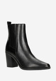 Wojas Black Leather Heeled Ankle Boots | 5523551