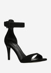 Wojas Black Velour Leather High Heels with Single Strap | 7616261