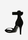 Wojas Black Velour Leather High Heels with Single Strap | 7616261