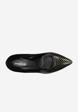 Wojas Black Velour Leather High Heels with Golden Pattern | 3513671