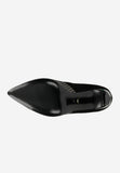 Wojas Black Velour Leather High Heels with Golden Pattern | 3513671