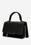 Wojas Black and Gold Leather Crossbody Bag with Chain | 8037568
