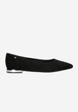 Wojas Black Velour Leather Ballet Flats with a Shiny Heel | 4404161