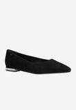 Wojas Black Velour Leather Ballet Flats with a Shiny Heel | 4404161