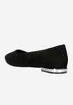 Wojas Black Velour Leather Ballet Flats with a Shiny Heel | 4404161