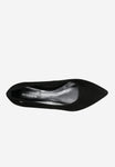 Wojas Black Velour Leather Ballet Flats with a Shiny Heel | 4404161