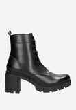 Wojas Black Insulated Leather Lace-Up & Zipper Chunky Heel Combat Boots | 6406051