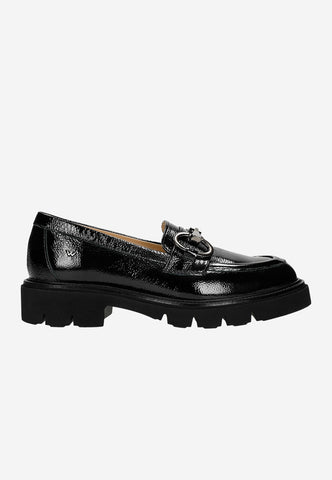 Wojas Black Patent Leather Loafers on a Solid Sole | 4626431