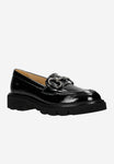 Wojas Black Patent Leather Loafers on a Solid Sole | 4626431