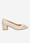 Wojas Beige Leather Heels with Decoration on the Front | 3513054