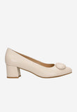 Wojas Beige Leather Heels with Decoration on the Front | 3513054