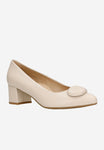 Wojas Beige Leather Heels with Decoration on the Front | 3513054