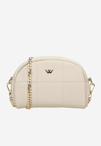 Wojas Beige Leather Crossbody Bag with Golden Strap | 8032154