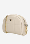 Wojas Beige Leather Crossbody Bag with Golden Strap | 8032154