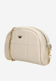 Wojas Beige Leather Crossbody Bag with Golden Strap | 8032154