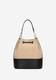 Wojas Black and Beige Leather and Raffia Shoulder Bag | 8037881