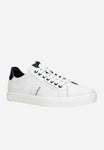 Wojas Men's White Leather Sneakers with Dark Blue Additions | 1016757