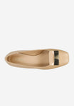 Wojas Beige Leather Heels with Golden Details | 3509754