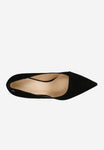 Wojas Black Velour Leather High Heeled Wedges | 3514461