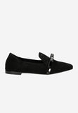 Wojas Black Velour Leather Loafers with Decorative Bow | 4500861